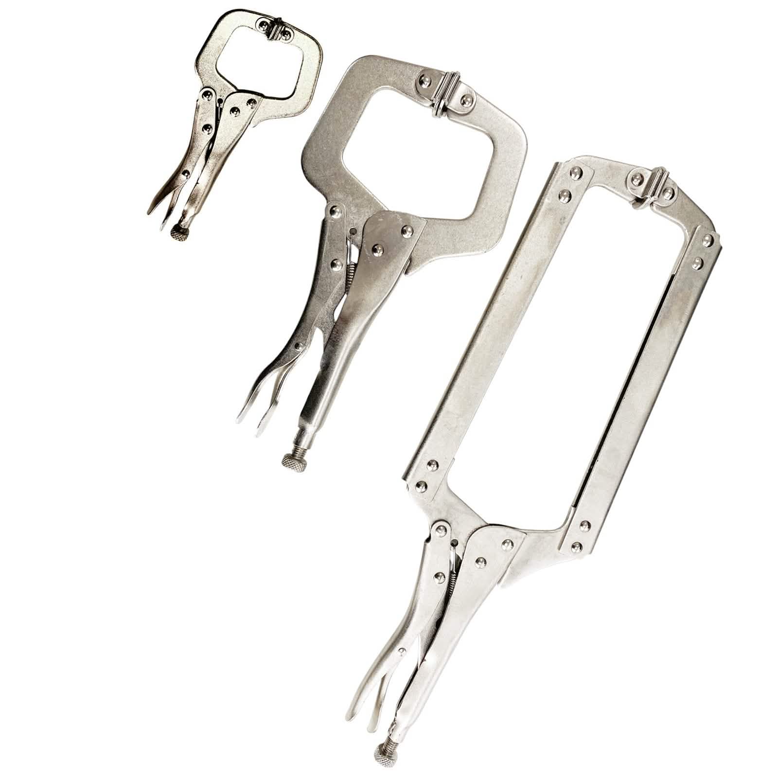 3pc Locking Welding Clamp Set | Adjustable C-Clamps 6" 11" 18" | Heavy Duty Forged Steel