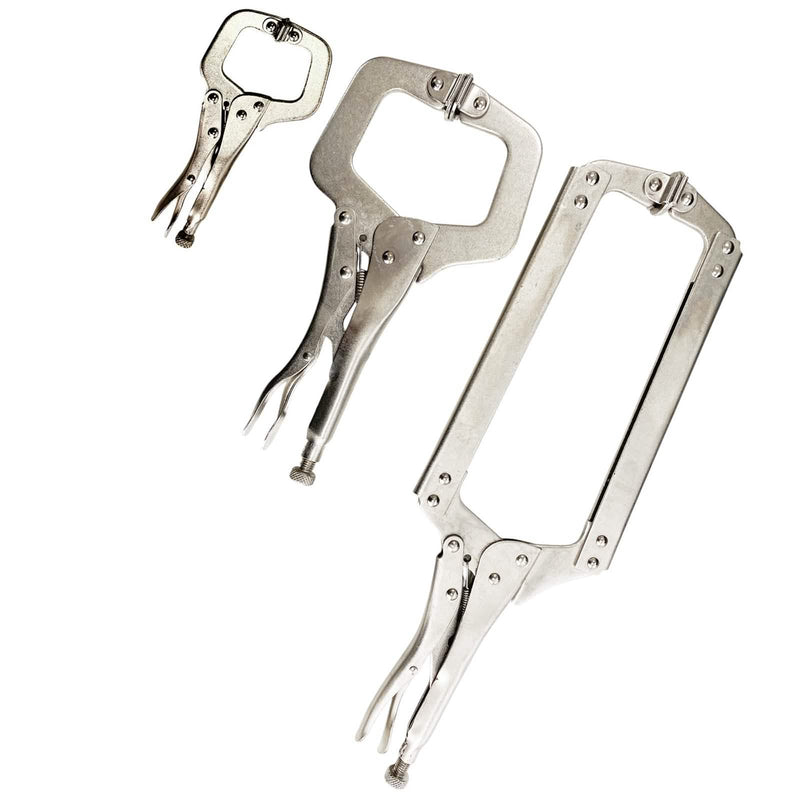 3pc Locking Welding Clamp Set | Adjustable C-Clamps 6" 11" 18" | Heavy Duty Forged Steel