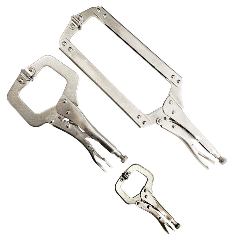 3pc Locking Welding Clamp Set | Adjustable C-Clamps 6" 11" 18" | Heavy Duty Forged Steel