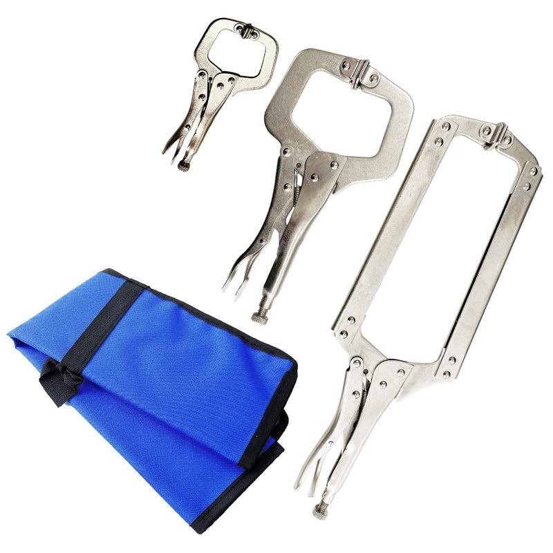 3pc Locking Welding Clamp Set | Adjustable C-Clamps 6" 11" 18" | Heavy Duty Forged Steel
