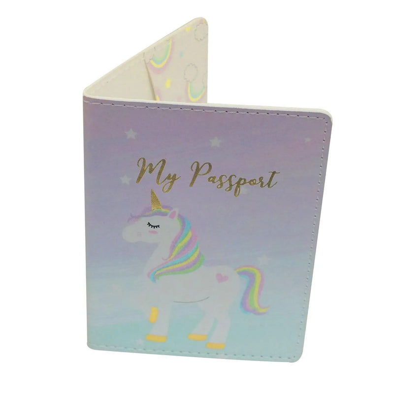 Widdop GIRLS UNICORN MAGIC PASSPORT HOLDER & LUGGAGE TAG RAINBOW GLITTER UNICORN