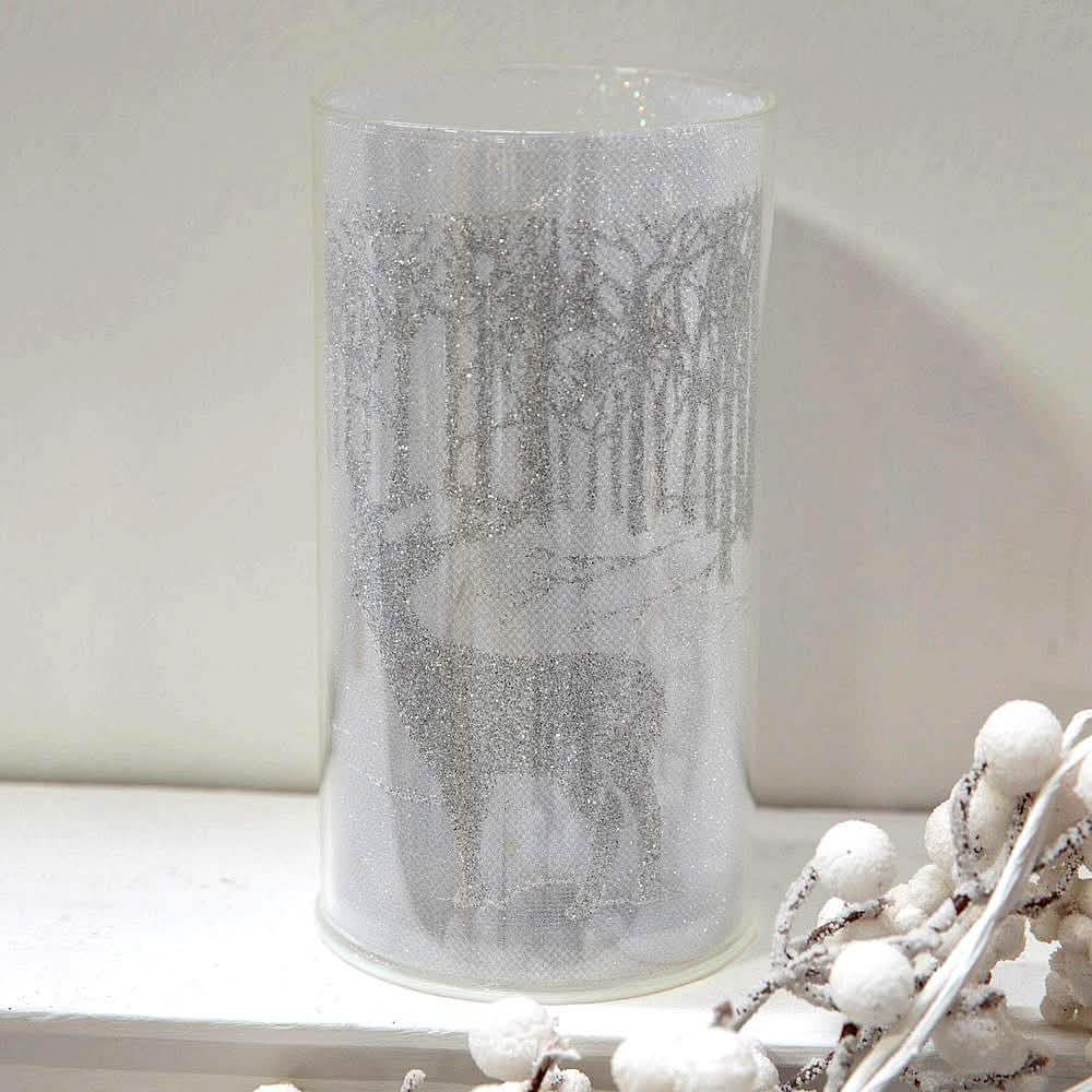 Widdop LED FROSTED GLASS GLITTER LIGHT TUBE BATTERY POWERED XMAS TABLE CENTERPIECE 15cm