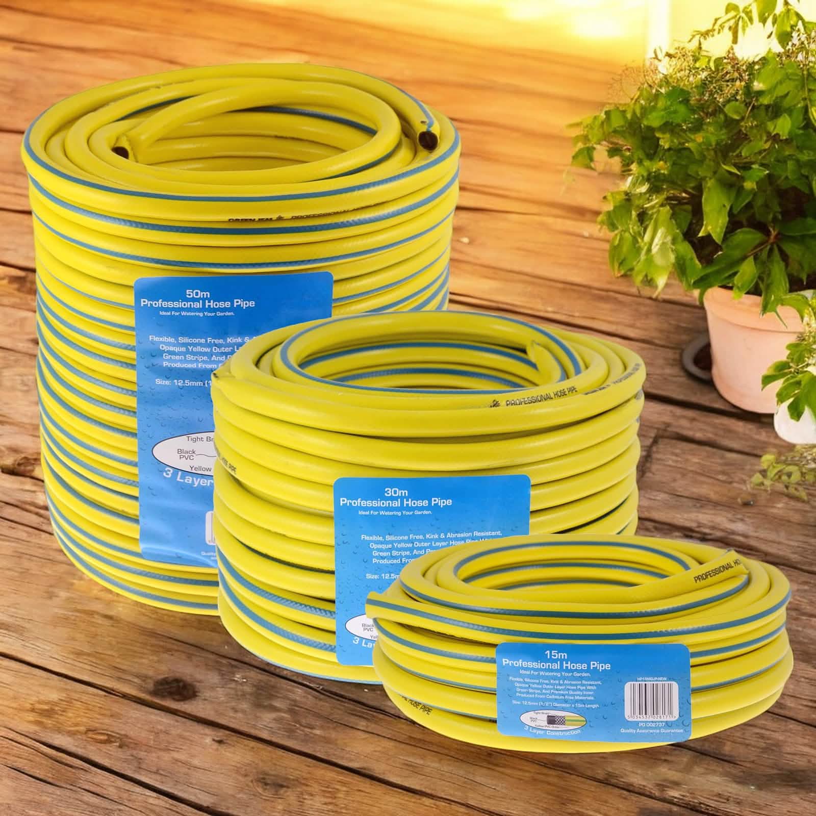 Heavy Duty Reinforced Garden Hose Pipe | 15m-50m Hosepipe | Connectors and Guide also available