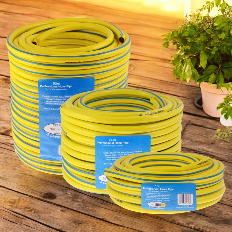 Heavy Duty Reinforced Garden Hose Pipe | 15m-50m Hosepipe | Connectors and Guide also available