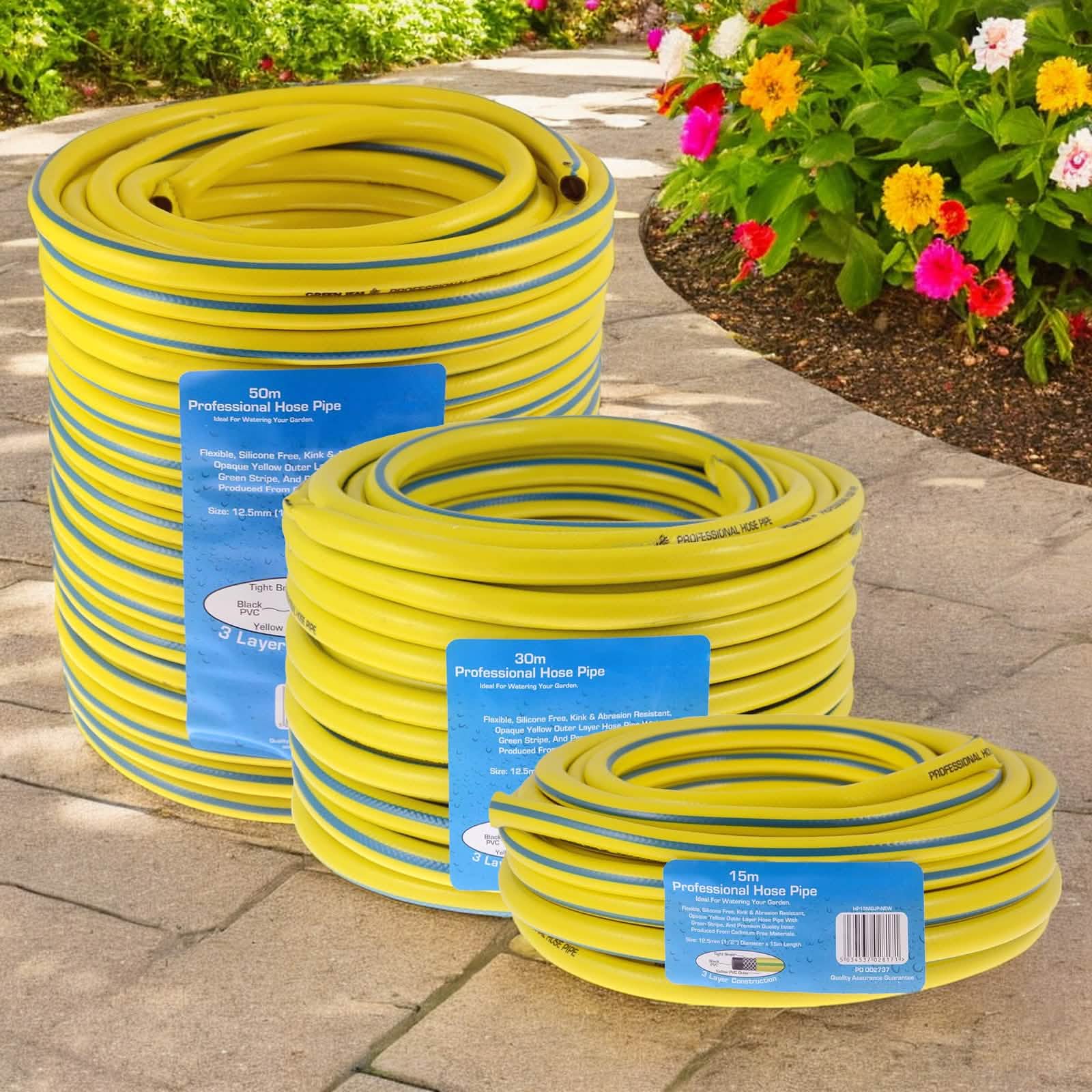 Heavy Duty Reinforced Garden Hose Pipe | 15m-50m Hosepipe | Connectors and Guide also available