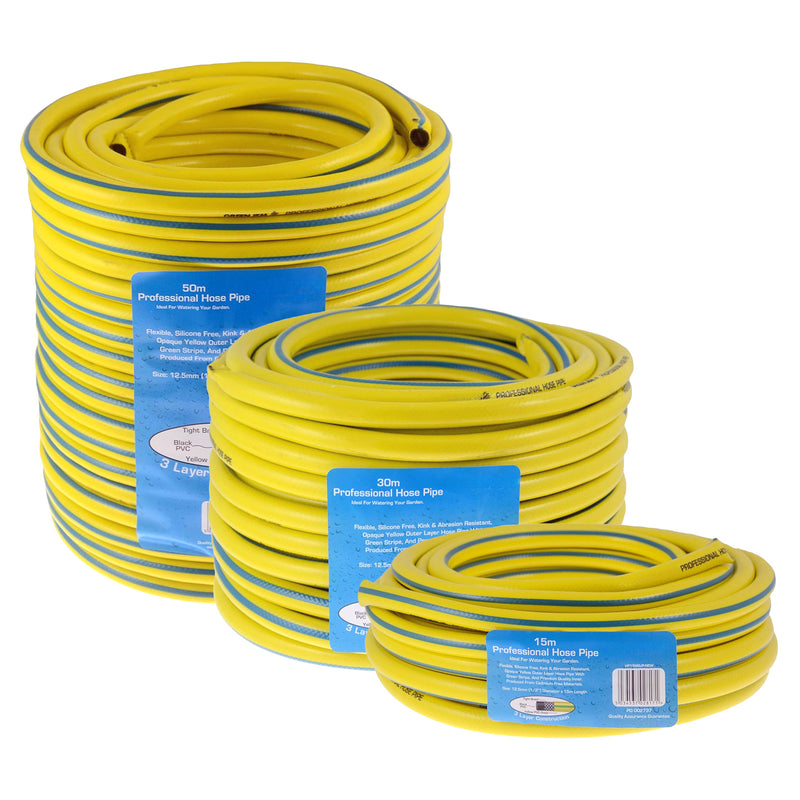 Heavy Duty Reinforced Garden Hose Pipe | 15m-50m Hosepipe | Connectors and Guide also available