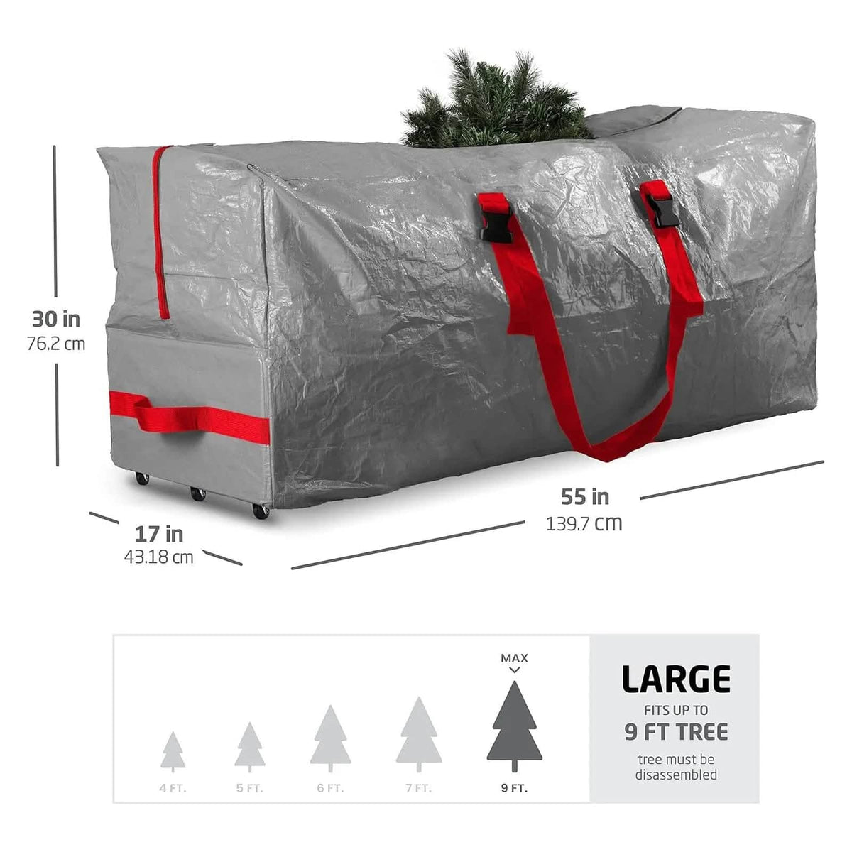 Zober Storage Bags Large Wheeled Christmas Tree Storage Bag | Fits up to 9ft Trees Decorations and Lights
