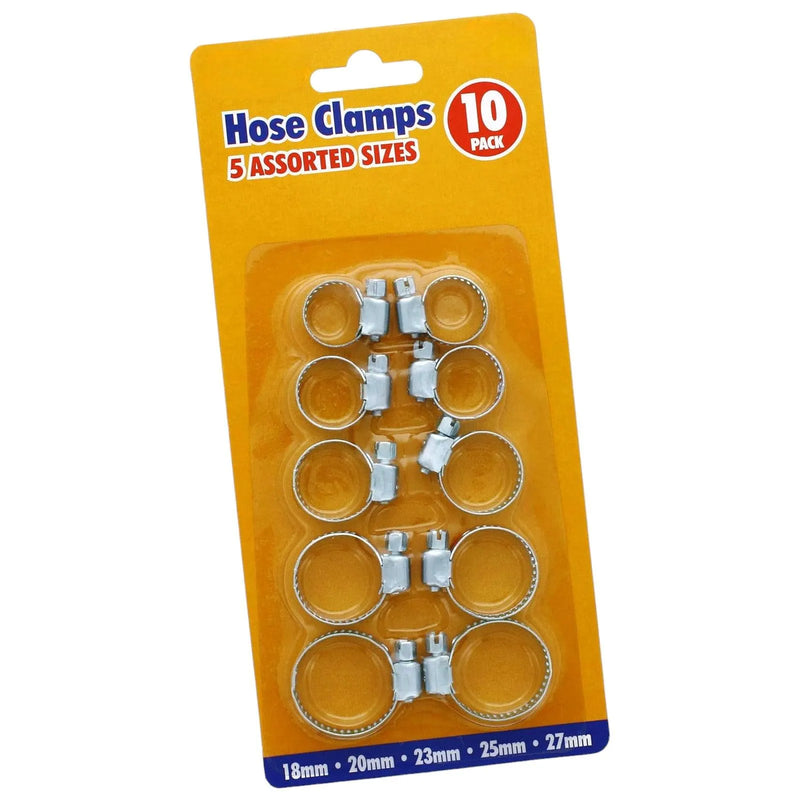 10 Piece Jubilee Hose Clips Assortment 18-27mm Worm Drive Hosepipe Clamps - tooltime.co.uk