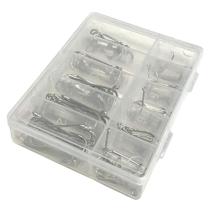 100 Piece Barbless Fishing Hooks Assortment with Storage Case - tooltime.co.uk