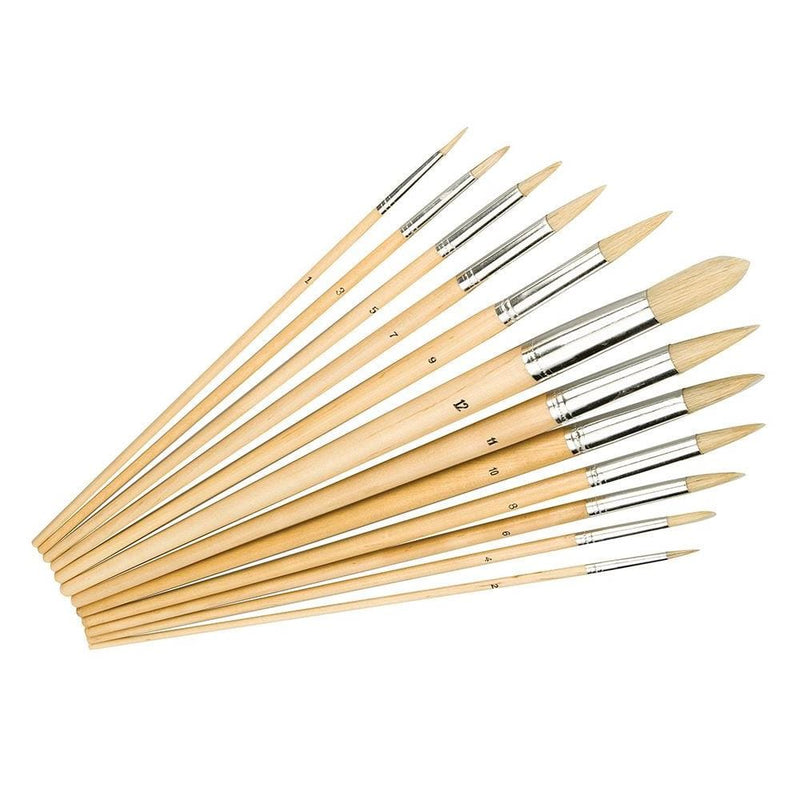 Silverline 12Pc Pointed Tips Artists Paint Brush Set Hobby Models Paints 675298