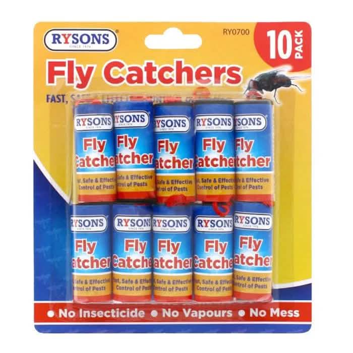 10pc Fly Catcher Paper Insect Killer Sticky Glue Tape Roll Bug Trap Poison Free - tooltime.co.uk
