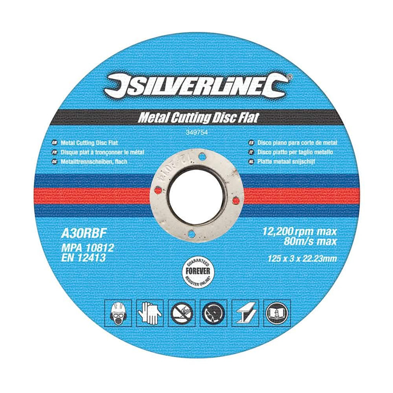 Silverline 125 X 3 X 22.23Mm Metal Cutting Discs Flat 10Pk 349754