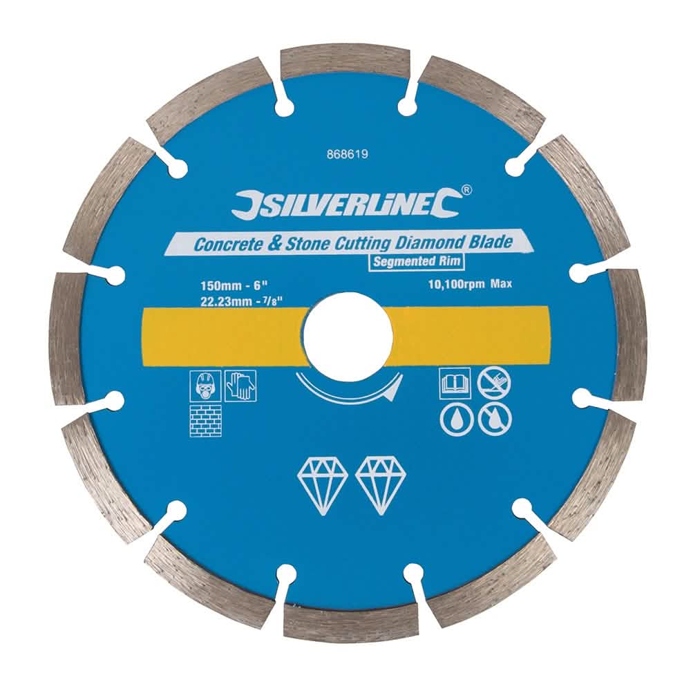 Silverline 150 X 22.23Mm Segmented Rim Concrete & Stone Cutting Diamond Blade 868619