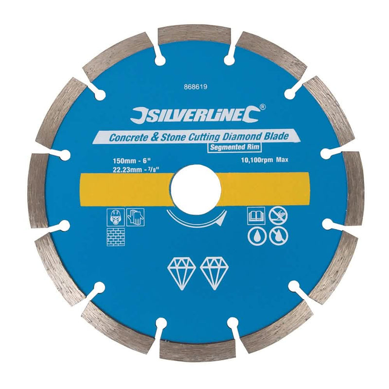 Silverline 150 X 22.23Mm Segmented Rim Concrete & Stone Cutting Diamond Blade 868619