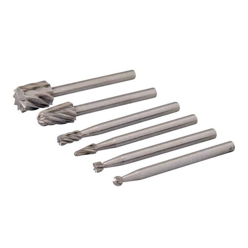 2, 3, 5, 7MM DIA ROTARY TOOL HSS BURR SET 6PCE 457038-tooltime.co.uk
