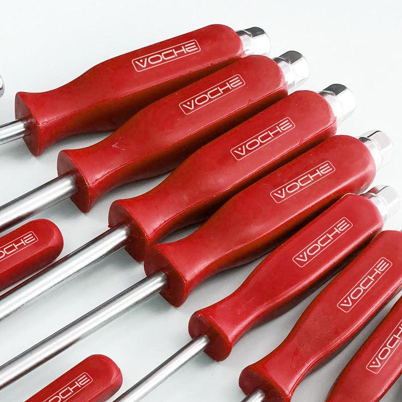 12 Piece Mechanics Screwdriver Set with Magnetic Tips and Hex Impact Bolster Handles - tooltime.co.uk