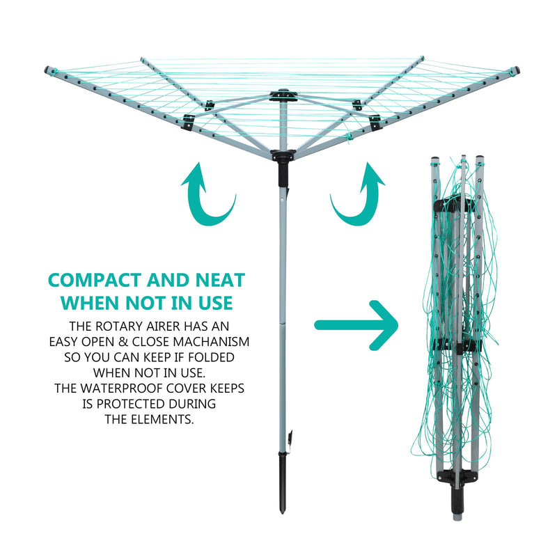 40M Rotary Airer With 4 Arms For Garden