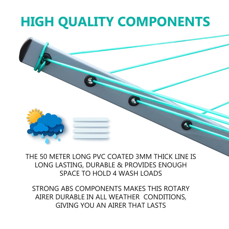 40M Rotary Airer With 4 Arms For Garden