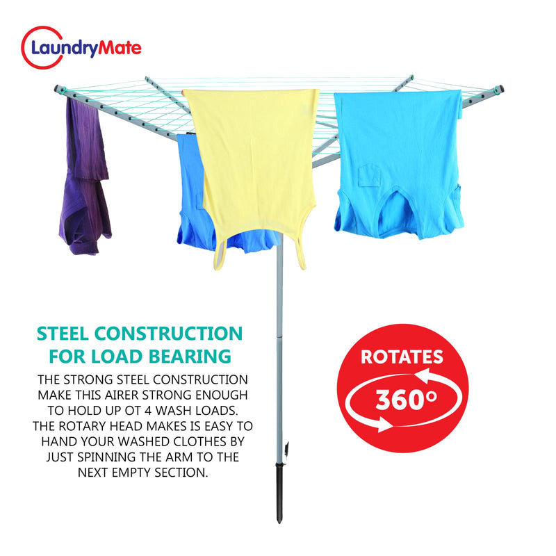 40M Rotary Airer With 4 Arms For Garden