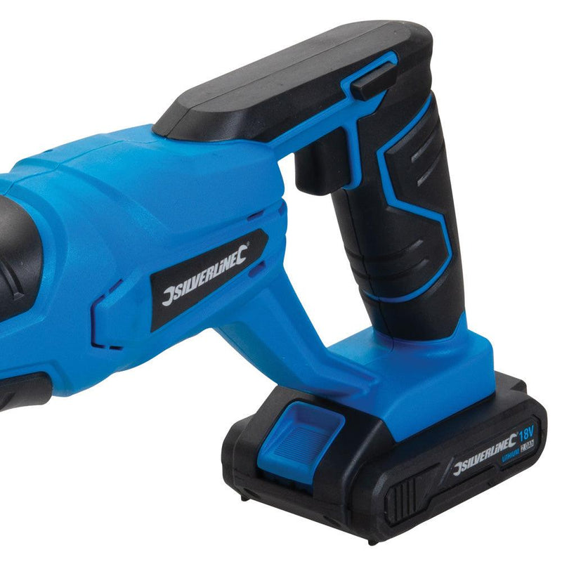 18V Cordless Reciprocating Saw + Li-ion Battery & Fast Charger Silverline 953452 - tooltime.co.uk