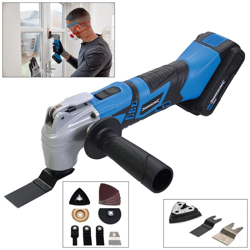 18V Oscillating Multi Function Power Tool Cordless Rechargeable + 53 Accessories - tooltime.co.uk