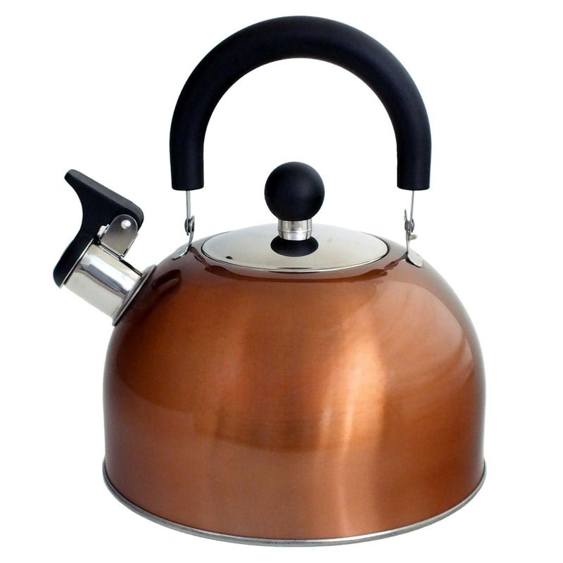 2.5 Litre Stainless Steel Stovetop Whistling Kettle with Metallic Copper Finish - tooltime.co.uk