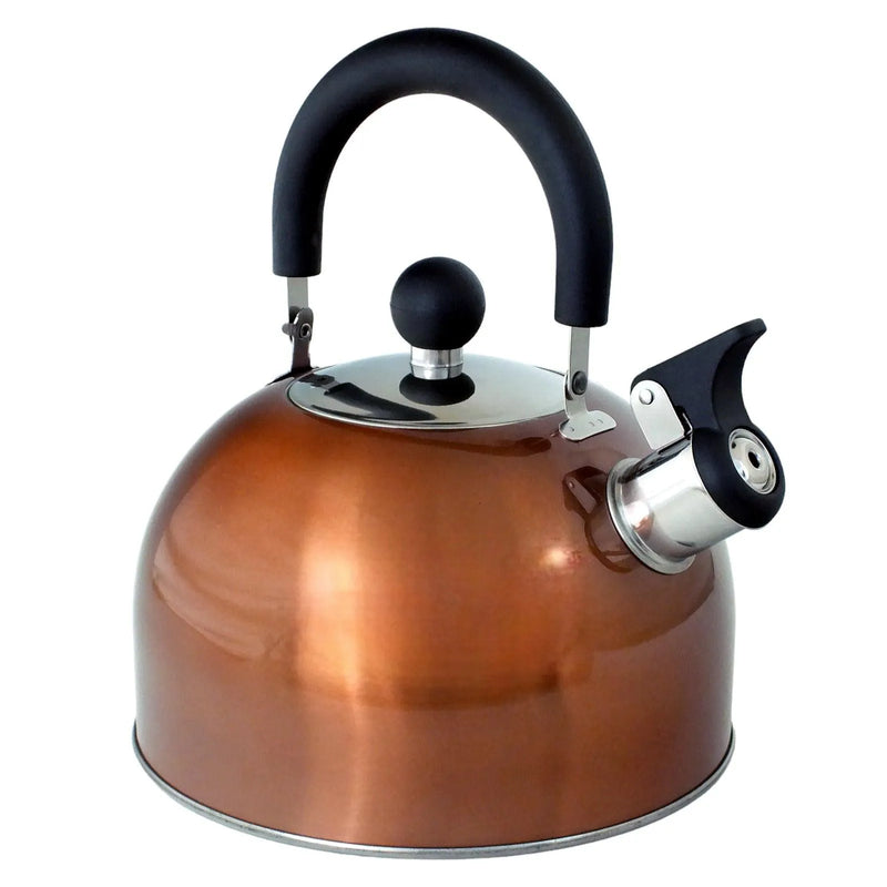 2.5 Litre Stainless Steel Stovetop Whistling Kettle with Metallic Copper Finish - tooltime.co.uk