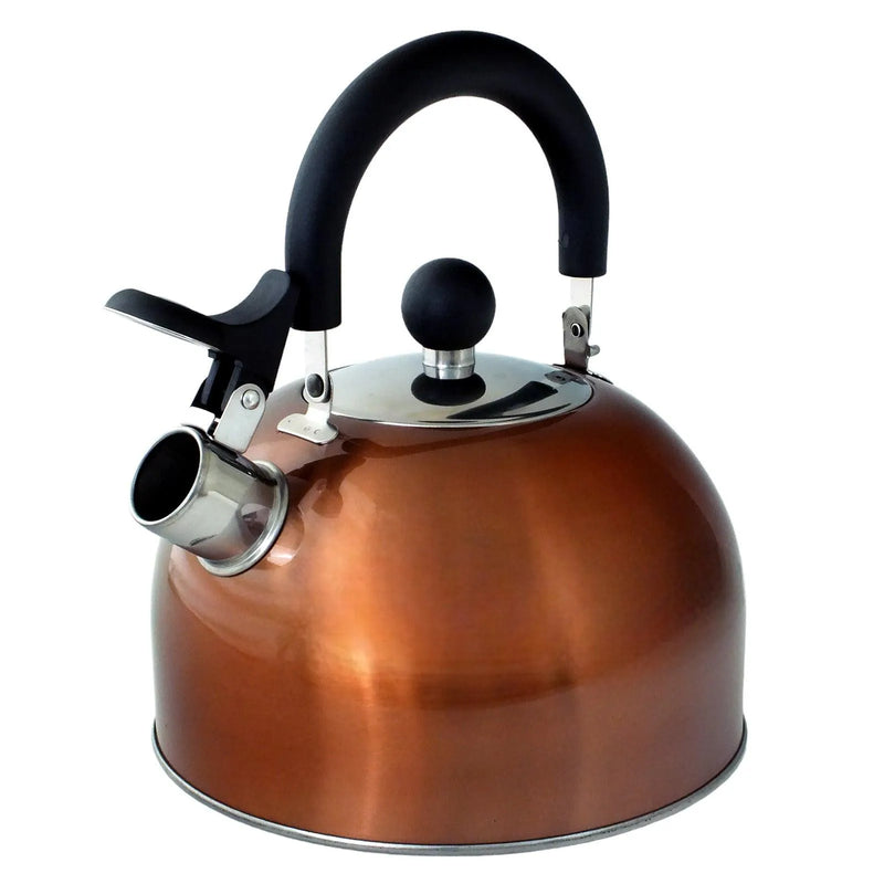 2.5 Litre Stainless Steel Stovetop Whistling Kettle with Metallic Copper Finish - tooltime.co.uk