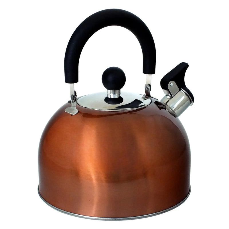 2.5 Litre Stainless Steel Stovetop Whistling Kettle with Metallic Copper Finish - tooltime.co.uk