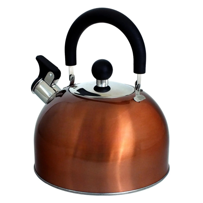 2.5 Litre Stainless Steel Stovetop Whistling Kettle with Metallic Copper Finish - tooltime.co.uk