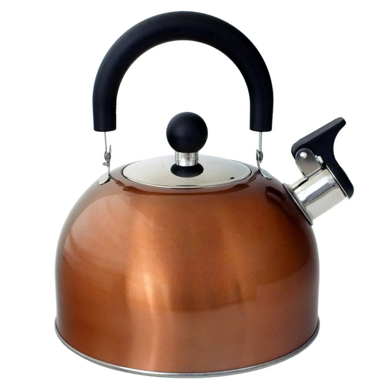 2.5 Litre Stainless Steel Stovetop Whistling Kettle with Metallic Copper Finish - tooltime.co.uk