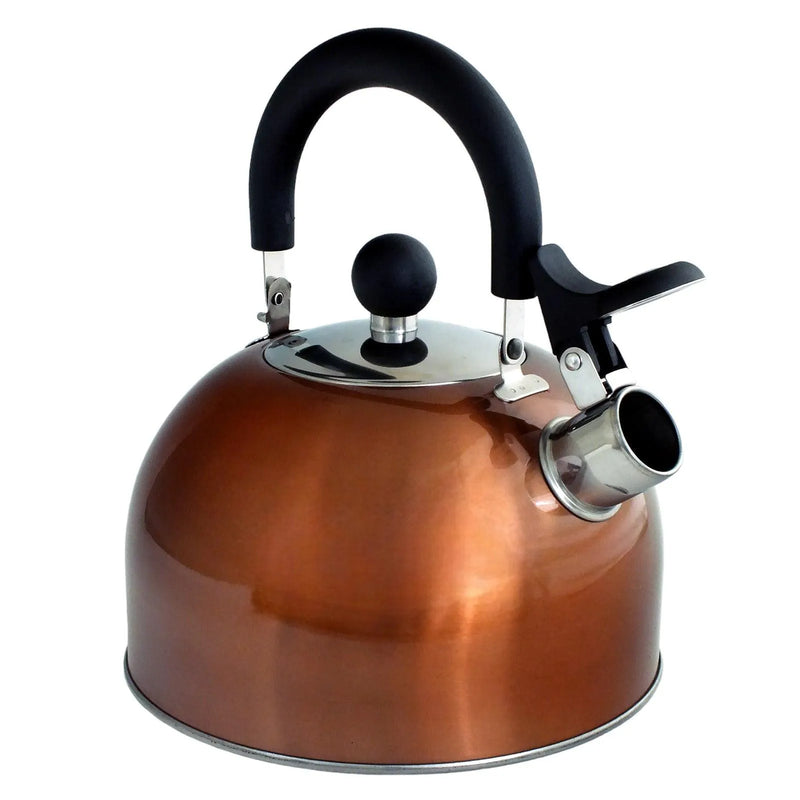 2.5 Litre Stainless Steel Stovetop Whistling Kettle with Metallic Copper Finish - tooltime.co.uk