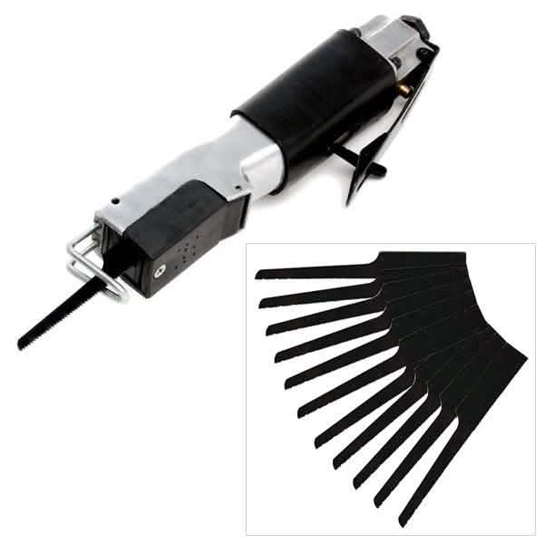 Heavy Duty Reciprocating Air Body Cut Off Saw + 11 Blades Bodyshop Cutting Tool
