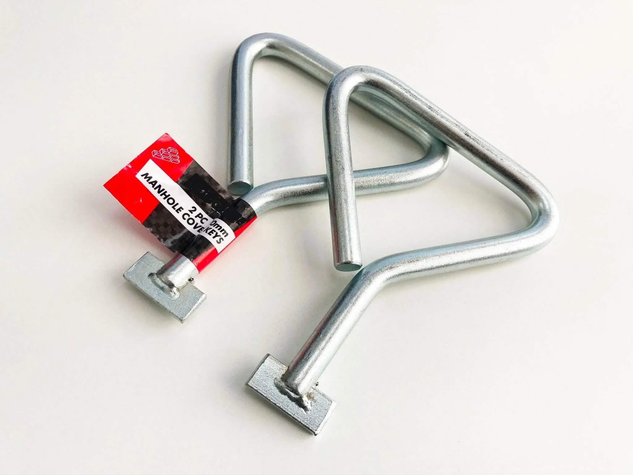 2pc 170mm Drain Manhole Cover Keys Plumbers Lid Plate Lifting Tool - tooltime.co.uk