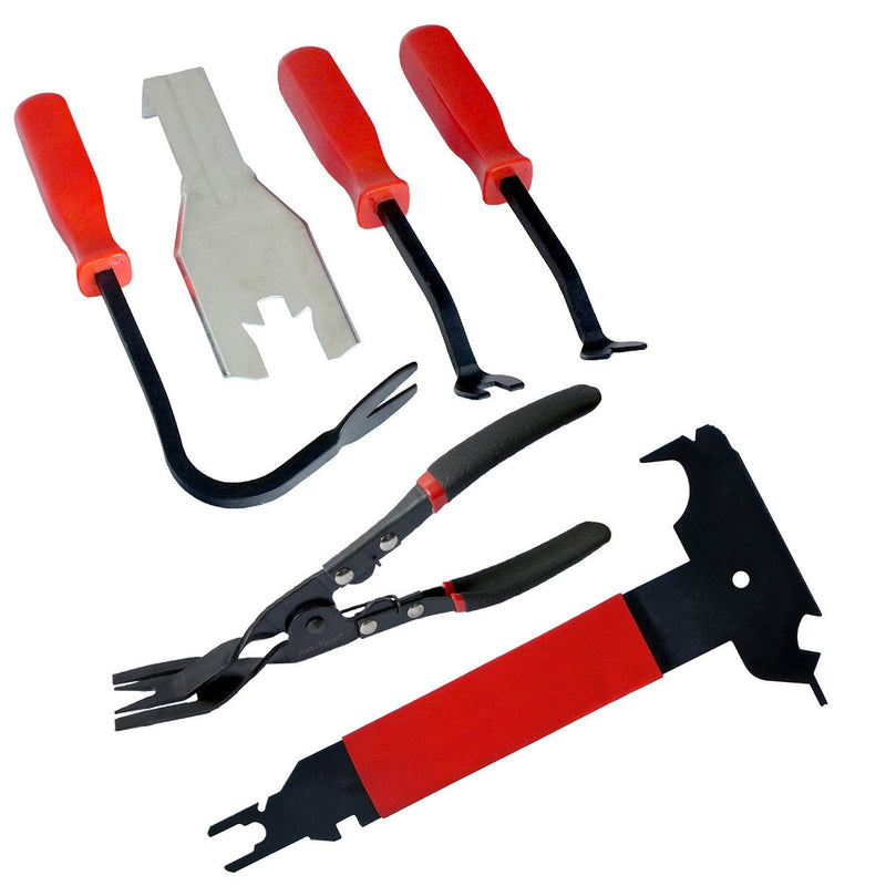 6Pc Car Door Panel Trim Clip Removal Pliers & Upholstery Remover Pry Bar Tools