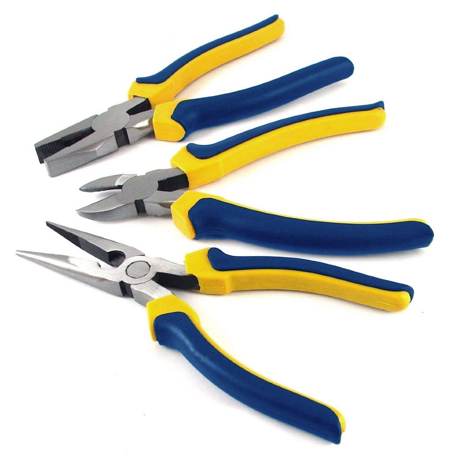 3Pc 7" 175Mm 8" 200Mm Soft Grip Plier Set Combination Long Nose Cutting Pliers