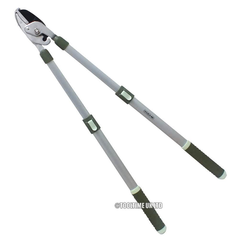 2.6m EXTENDING GARDEN TREE BRANCH PRUNER CUTTER SAW + TELESCOPIC ANVIL LOPPER - tooltime.co.uk
