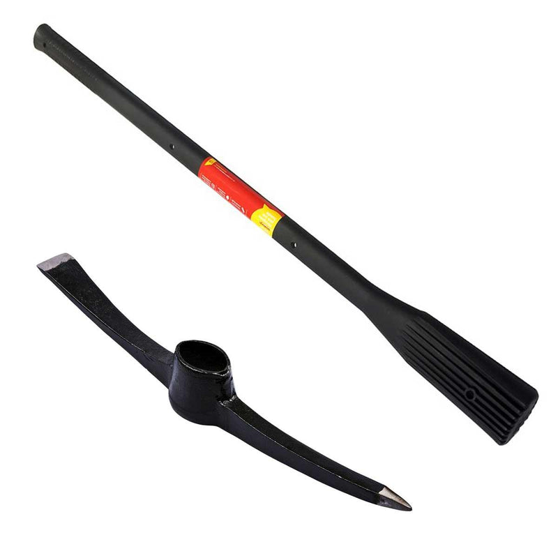 3kg Pickaxe - Fibreglass Shaft - Non Slip Rubber Grip Handle Pick Axe Chisel - tooltime.co.uk