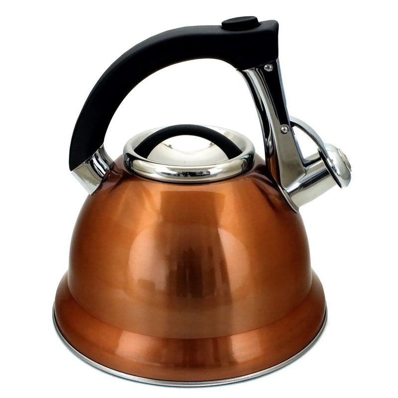 3ltr Copper Whistling Kettle Stovetop Stainless Steel Gas Electric Hobs Voche® - tooltime.co.uk