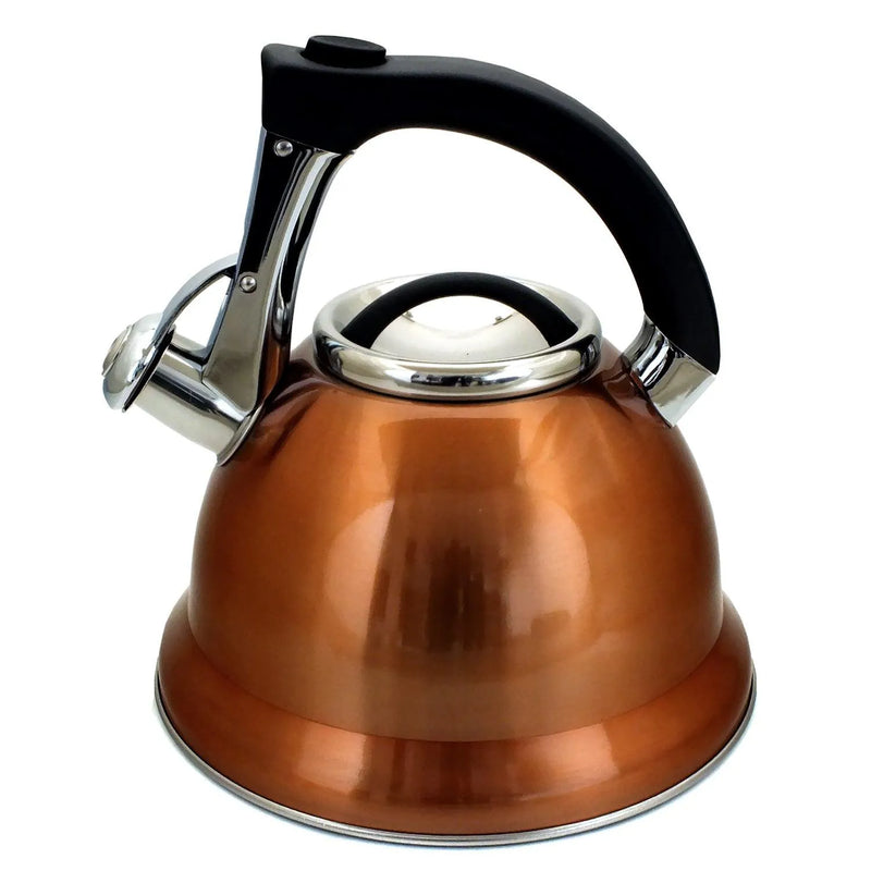 3ltr Copper Whistling Kettle Stovetop Stainless Steel Gas Electric Hobs Voche® - tooltime.co.uk