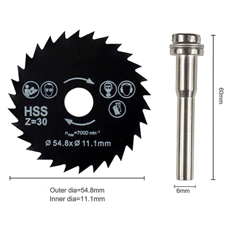 3pc Mini Circular Saw Blade Set 54.8mm 2" HSS TCT Diamond Cutting Discs +Mandrel - tooltime.co.uk