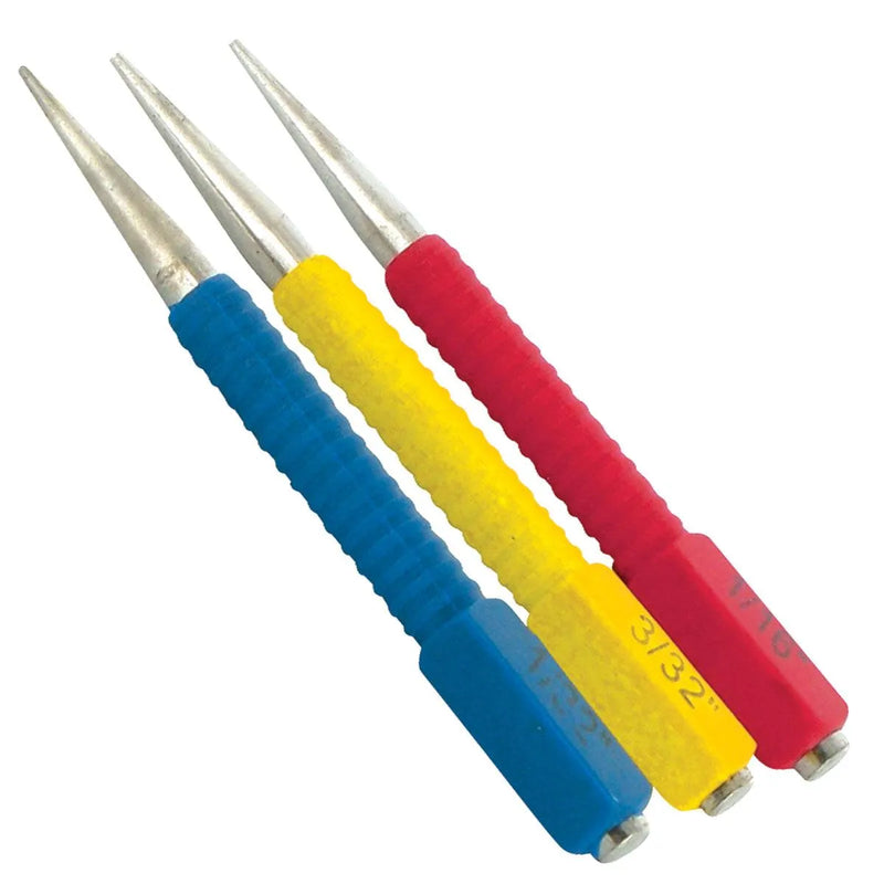 3pc Nail Punch Set with Colour Coded Soft Grip Handles - tooltime.co.uk