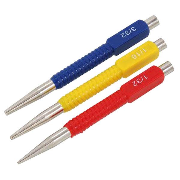 3pc Nail Punch Set with Colour Coded Soft Grip Handles - tooltime.co.uk