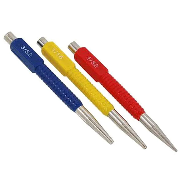 3pc Nail Punch Set with Colour Coded Soft Grip Handles - tooltime.co.uk