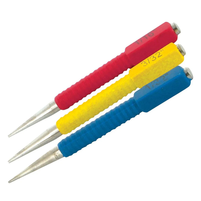 3pc Nail Punch Set with Colour Coded Soft Grip Handles - tooltime.co.uk