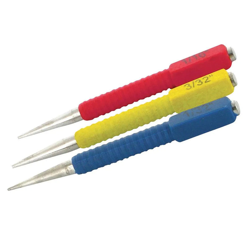 3pc Nail Punch Set with Colour Coded Soft Grip Handles - tooltime.co.uk