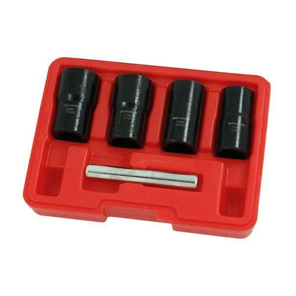 4 Piece Locking Wheel Nut Removers Grip & Twist Sockets for Damaged and Rounded Bolts 17-22mm - tooltime.co.uk