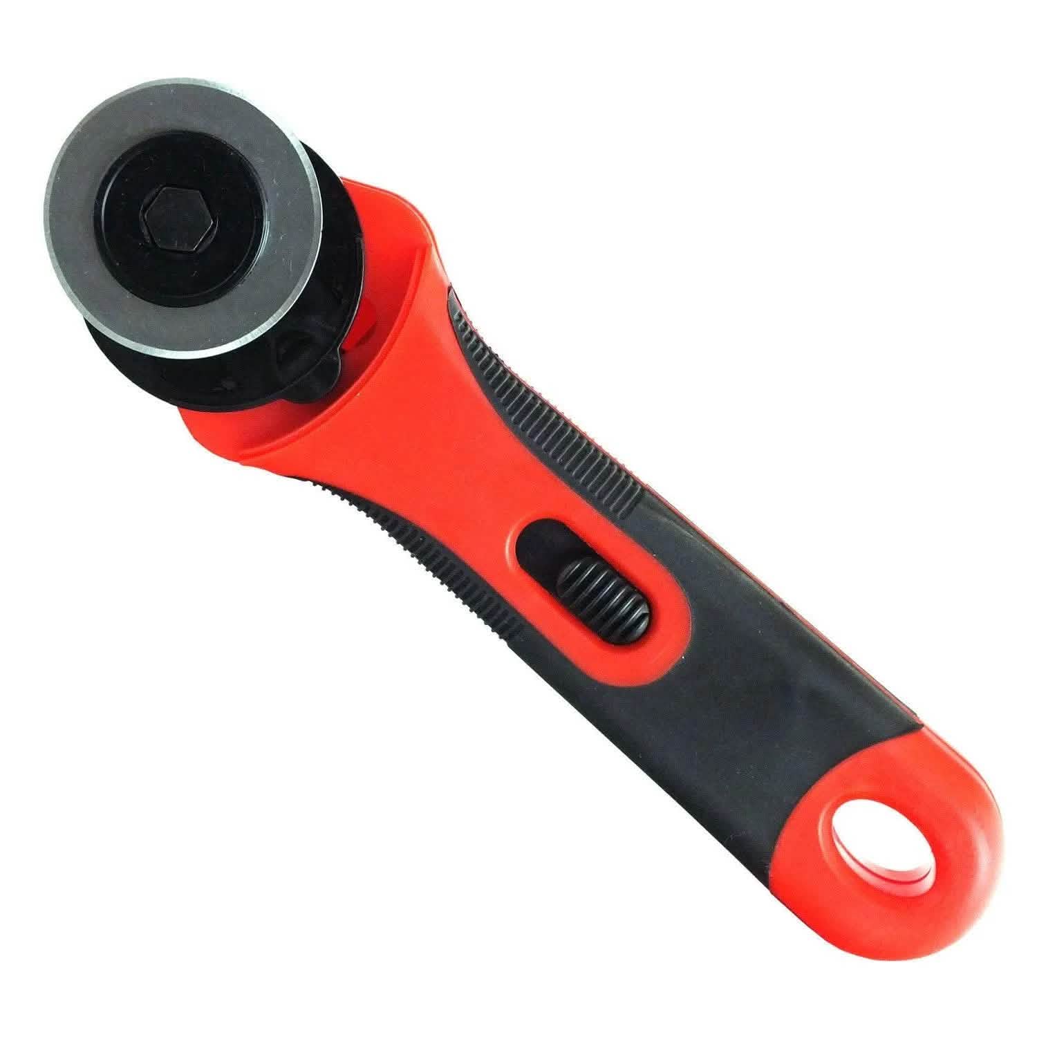 45mm Rotary Rotating Cutter + 6pc Blades Guard Lock Cutting Fabric Paper Card - tooltime.co.uk
