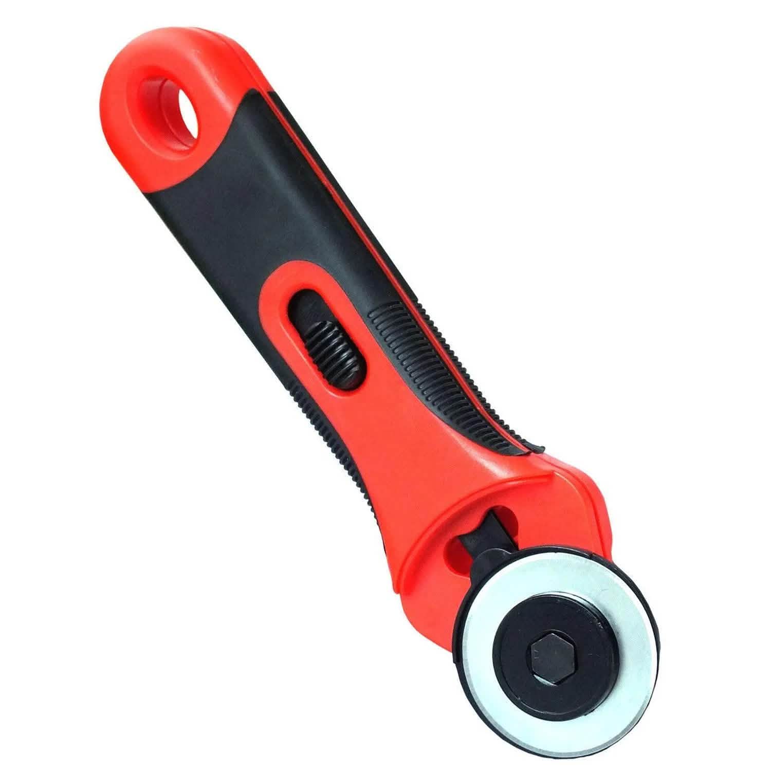45mm Rotary Rotating Cutter + 6pc Blades Guard Lock Cutting Fabric Paper Card - tooltime.co.uk