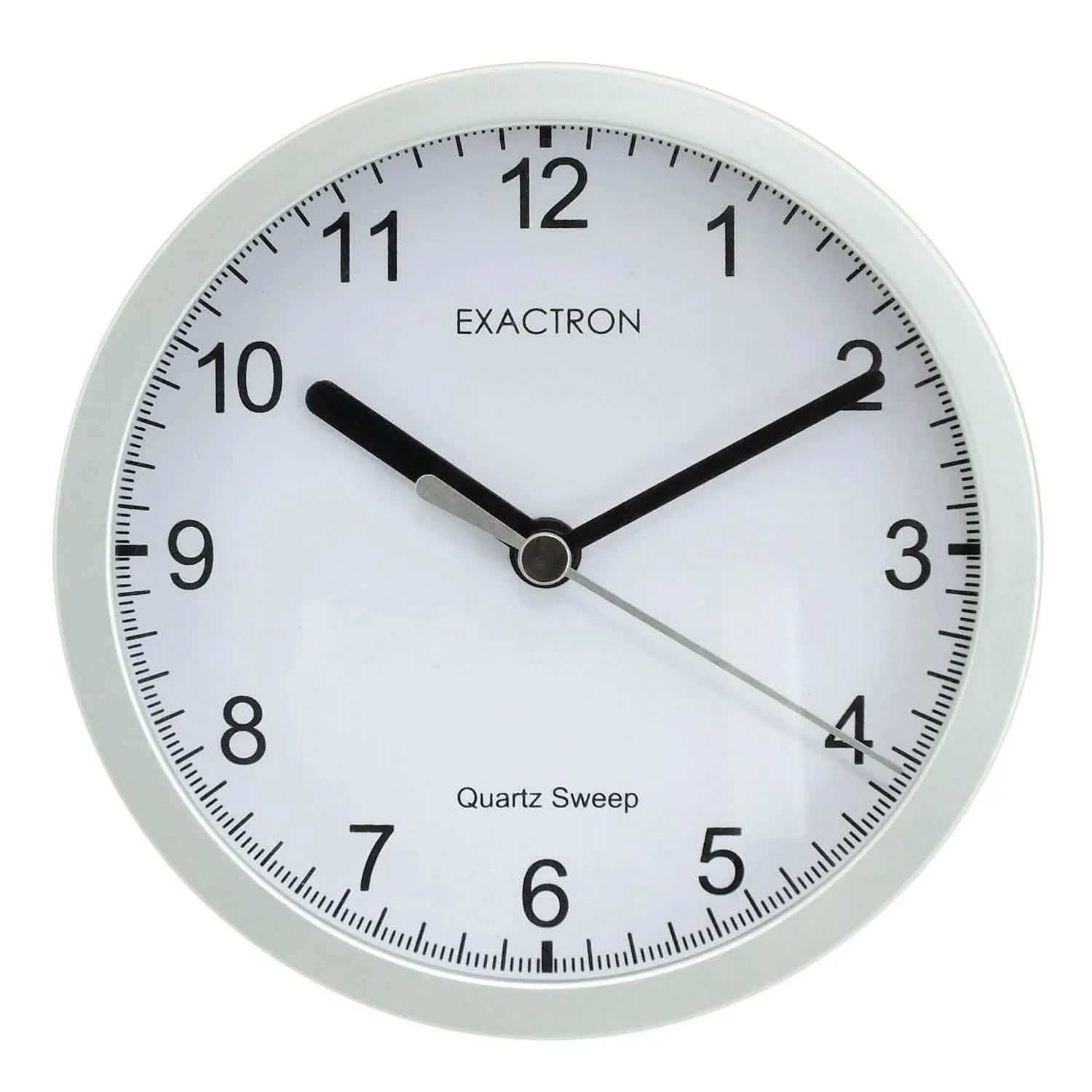 5" Quartz Clock Round Silver Desk Table Wall Mounted Silent Sweep Home Office - tooltime.co.uk